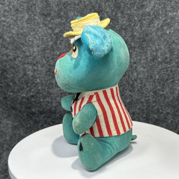 Vintage Dream Pets Plush Dog Blue Hat Striped Vest Japan Kitsch MCM Collectible - Picture 3 of 12
